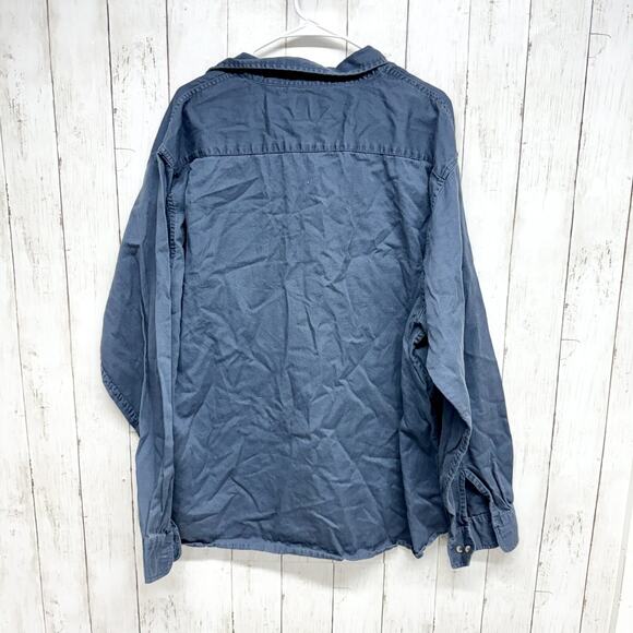Wrangler Shirt Men 2X Dusty Blue Collared Long Sleeve Button Down Western Denim - Picture 5 of 5